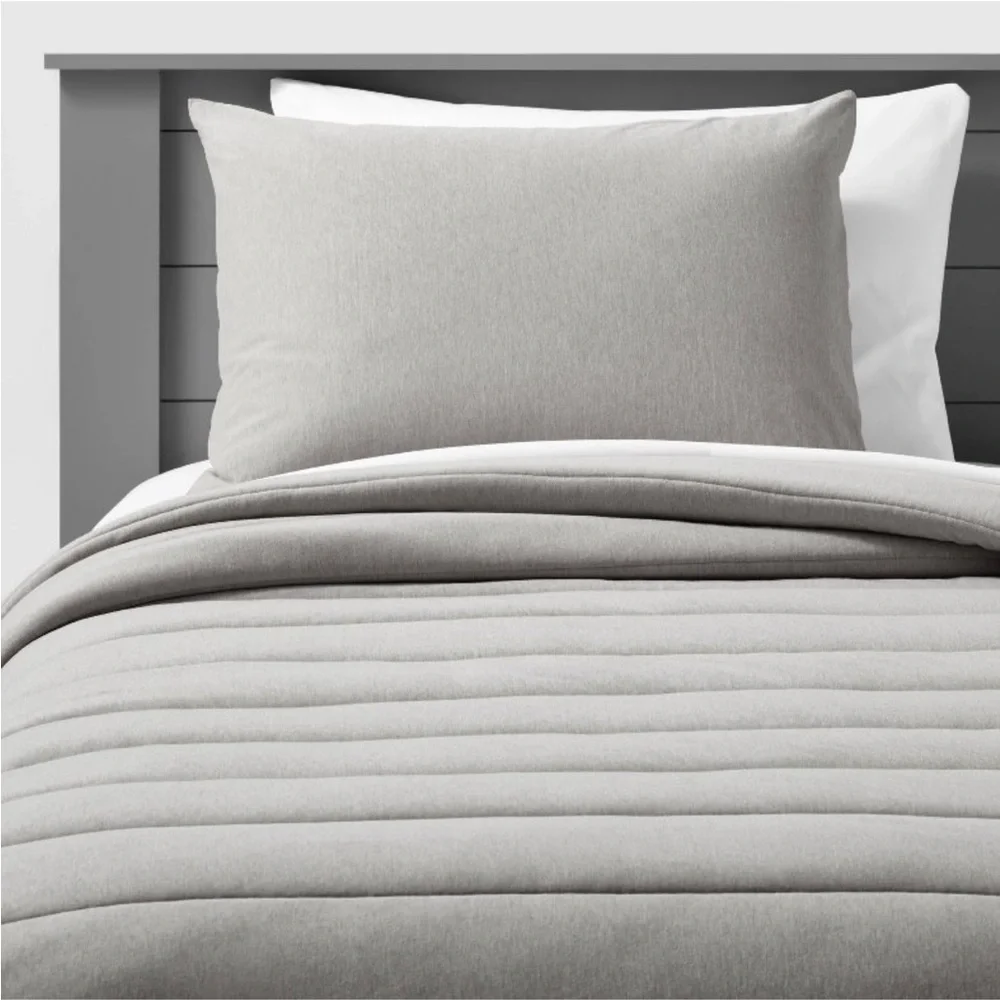 PILLOWFORT NWT Channel Jersey Kids' Comforter Set Gray -full/queen
